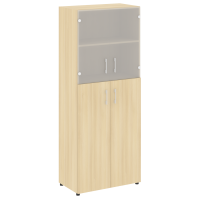 Шкаф высокий широкий (2 средних фасада ЛДСП + 2 низких фасада стекло) Yalta LT.ST-1.7 акация лорка